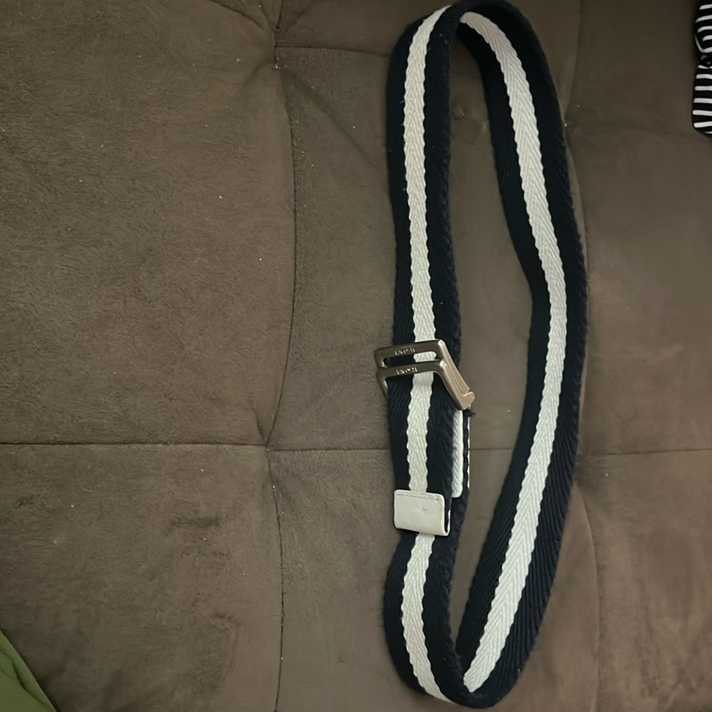 Lacoste leather belt small white/navy